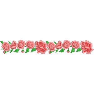 Elegant Rose Carnation Floral Decorative Border Lace Embroidery Design