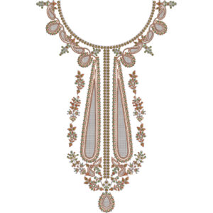Elegant Paisley Floral Necklace Style Neckline Embroidery Design