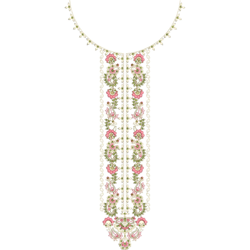 Elegant Floral Necklace Style Neckline Embroidery Design