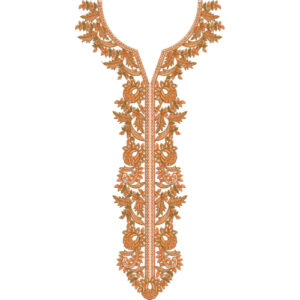 Ornate Leaf and Paisley V-Neckline Embroidery Design