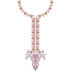 Elegant Paisley Floral Round Neckline Embroidery Design