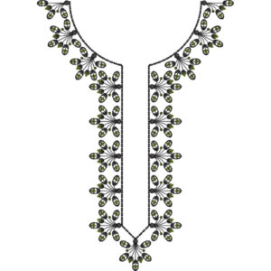 Elegant Leaf Vine V-Neckline Embroidery Design