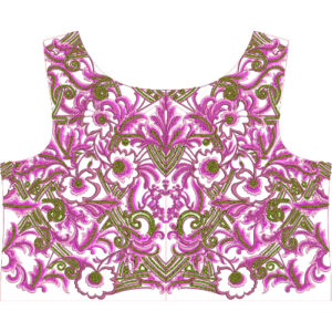 Ornate Paisley Floral Bodice Neckline Embroidery Design