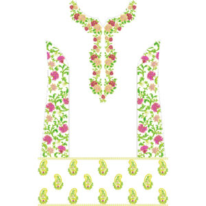 Elegant Floral Paisley Neckline and Border Embroidery Design