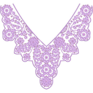 Elegant Scalloped Floral Lace V-Neckline Embroidery Design