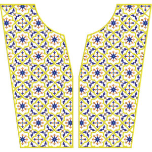 Elegant Geometric Floral Panel Neckline Embroidery Design