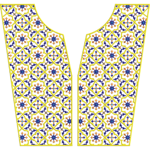 Elegant Geometric Floral Panel Neckline Embroidery Design
