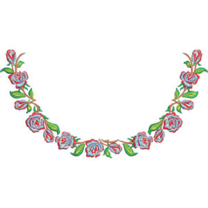 Elegant Rose Floral U-Neckline Embroidery Design