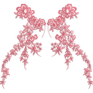 Elegant Floral V-Neckline Embroidery Design with Hanging Flowers