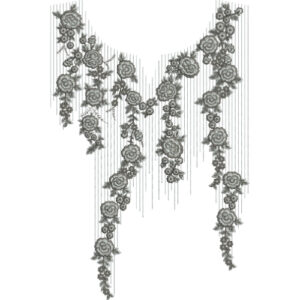 Elegant Rose Floral V-Neckline Embroidery Design with Cascading Branches
