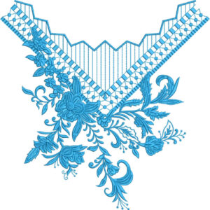 Elegant Geometric Floral V-Neckline Embroidery Design