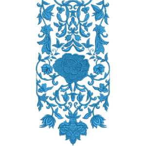 Ornate Floral Medallion V-Neckline Embroidery Design
