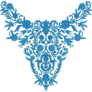 Elegant Ornate Floral V-Neckline Embroidery Design