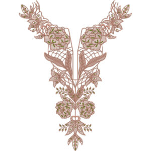 Elegant Floral Lace V-Neckline Embroidery Design