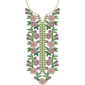 Elegant Rose Floral Necklace Neckline Embroidery Design