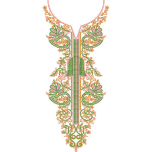 Elegant Paisley Floral Necklace Neckline Embroidery Design