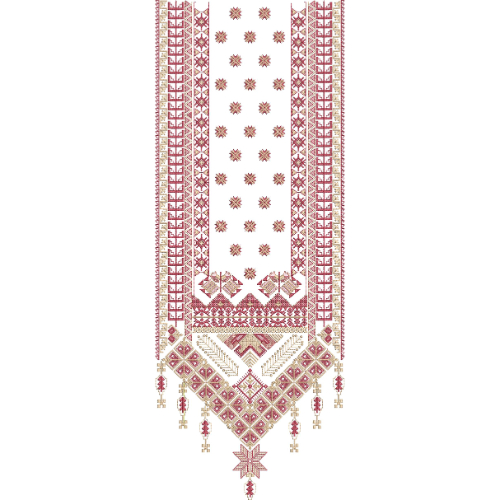 Elegant Geometric Tribal Style Neckline Embroidery Design