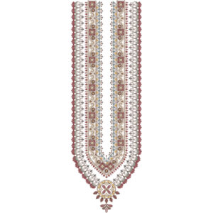 Elegant Geometric Floral U-Neckline Embroidery Design