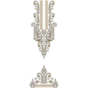 Elegant Paisley Floral Vertical Neckline Embroidery Design
