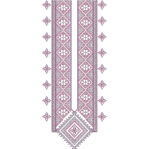 Elegant Geometric Diamond Panel Neckline Embroidery Design