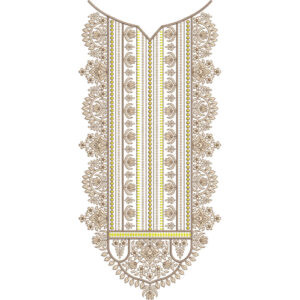 Elegant Floral Geometric Panel Neckline Embroidery Design
