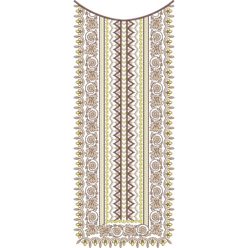 Elegant Floral Geometric U-Neckline Embroidery Design - Image 2