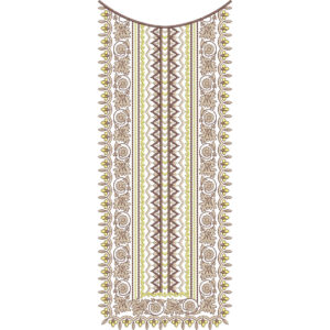 Elegant Floral Geometric U-Neckline Embroidery Design