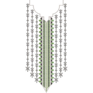 Elegant Geometric Leaf V-Neckline Embroidery Design
