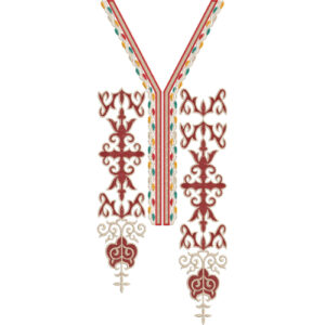Elegant Geometric Floral V-Neckline Embroidery Design