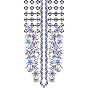 Elegant Floral Geometric Vertical Neckline Embroidery Design