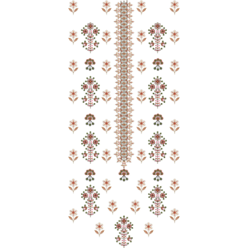 Elegant Floral Motif and Ornamental Center Panel Embroidery Design