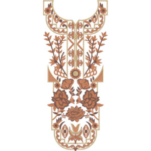 Elegant Geometric Floral Panel Neckline Embroidery Design