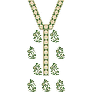 Elegant Geometric Floral V-Neckline Embroidery Design