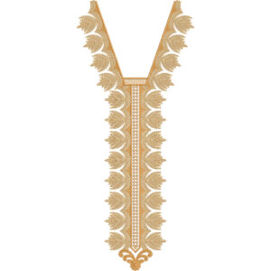 Elegant Leaf Border V-Neckline Embroidery Design
