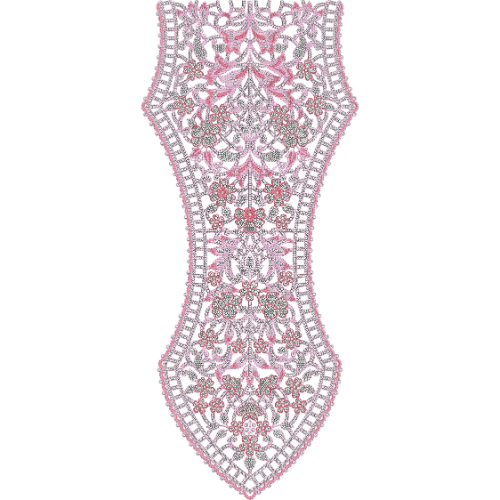 Elegant Floral Lace Embroidery Neckline Panel Design
