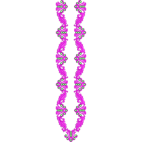 Elegant Paisley Scrollwork V-Neckline Embroidery Design