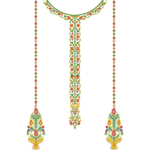 Elegant Floral Necklace Neckline Embroidery Design