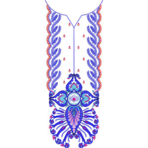 Elegant Floral Ornamental V-Neckline Embroidery Design