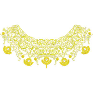 Elegant Floral Scalloped Neckline Border Embroidery Design