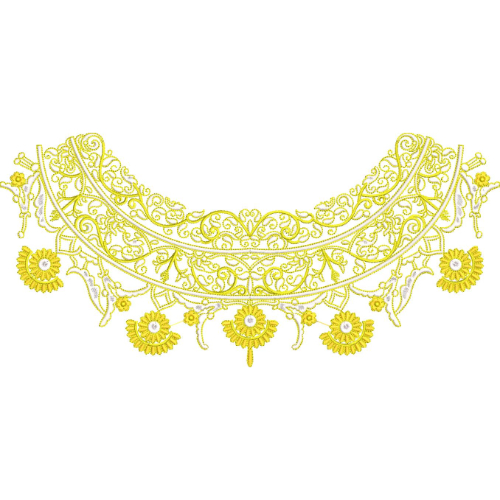 Elegant Floral Scalloped Neckline Border Embroidery Design