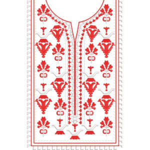 Elegant Geometric Floral U-Neckline Embroidery Design