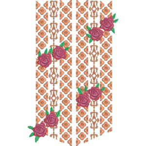 Elegant Floral Rose Geometric Panel Embroidery Design