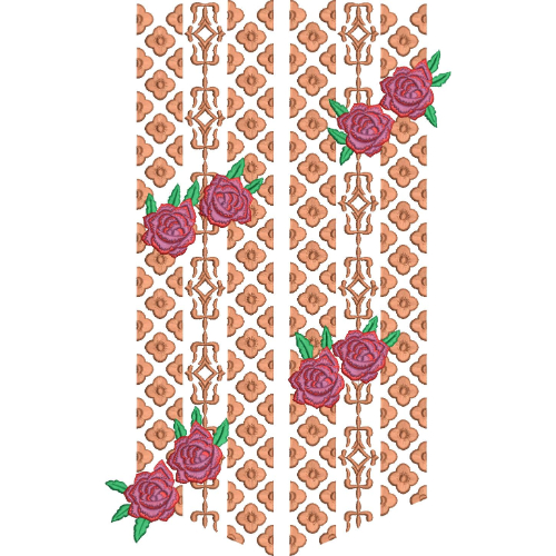 Elegant Floral Rose Geometric Panel Embroidery Design