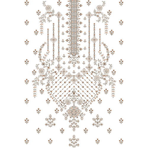 Elegant Floral Geometric Front Panel Embroidery Design