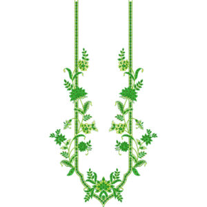 Elegant Floral Vine Necklace Neckline Embroidery Design