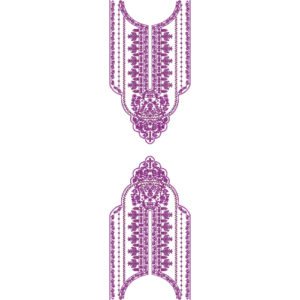 Elegant Floral Ornamental Neckline and Panel Embroidery Design