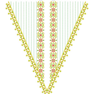 Elegant Geometric Floral V-Neckline Embroidery Design