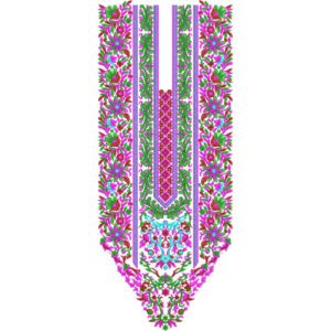 Elegant Floral Geometric V-Neckline Embroidery Design