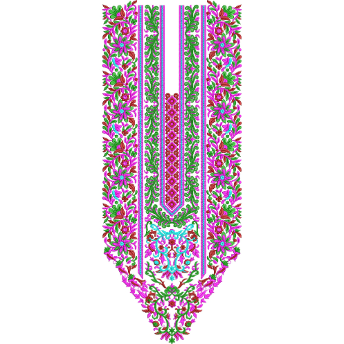 Elegant Floral Geometric V-Neckline Embroidery Design