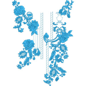 Elegant Floral Vase and Rose Front Panel Embroidery Design
